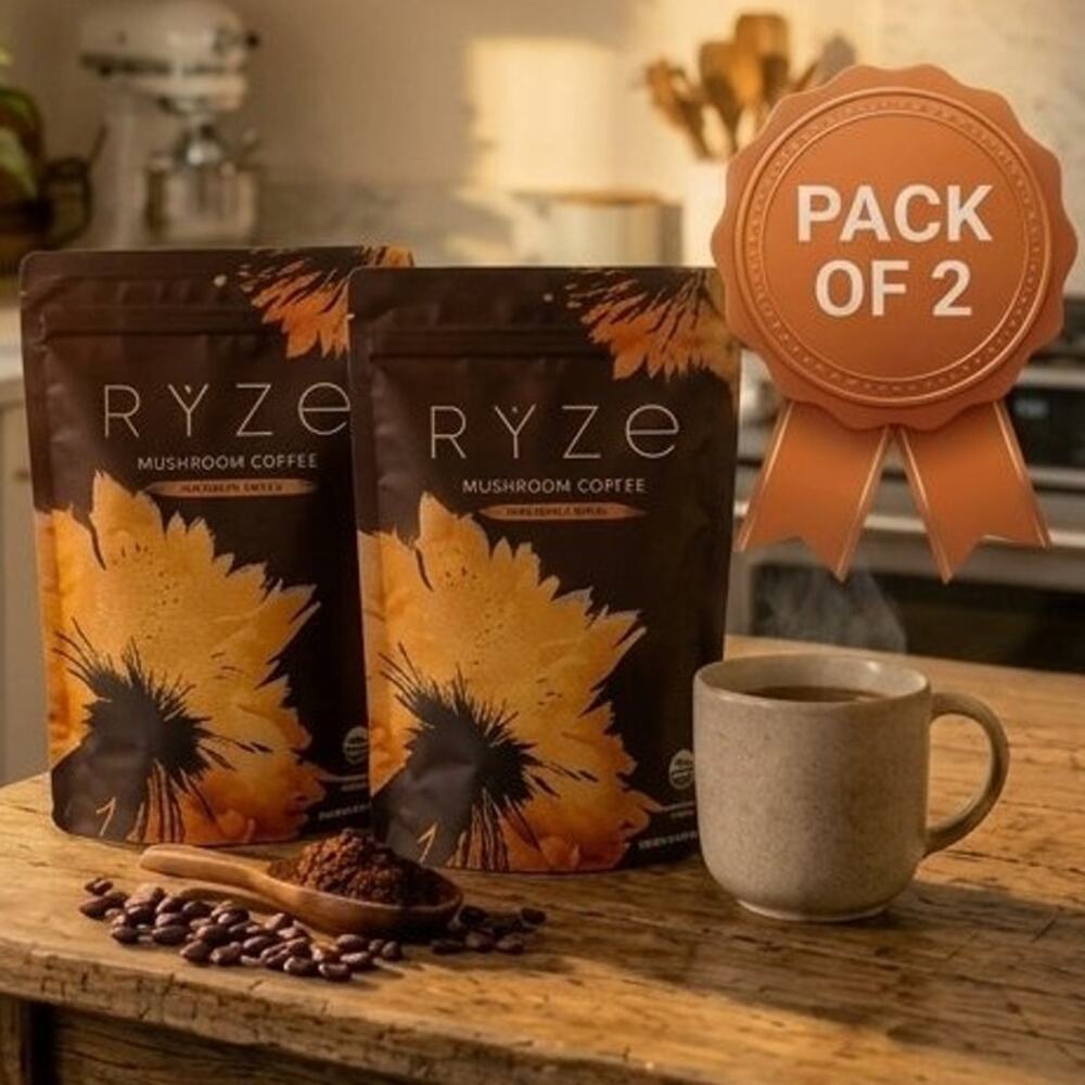 Pack of 2 RYZE Mushroom Coffee Bright & Smooth USDA Organic 60 Servings